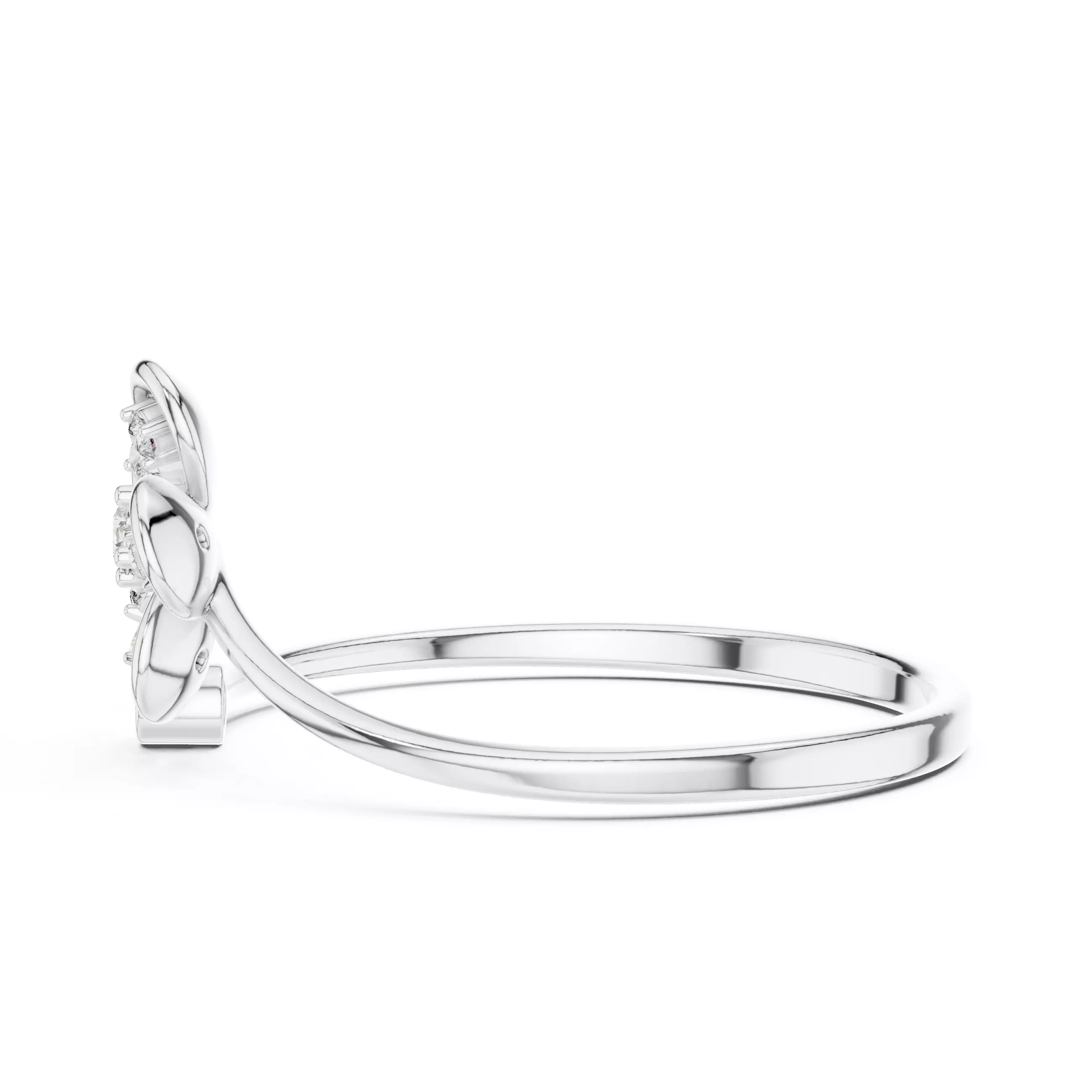 Floral Theme Round Cut Diamond Engagement Ring 3DM STL Video 3D print model_11