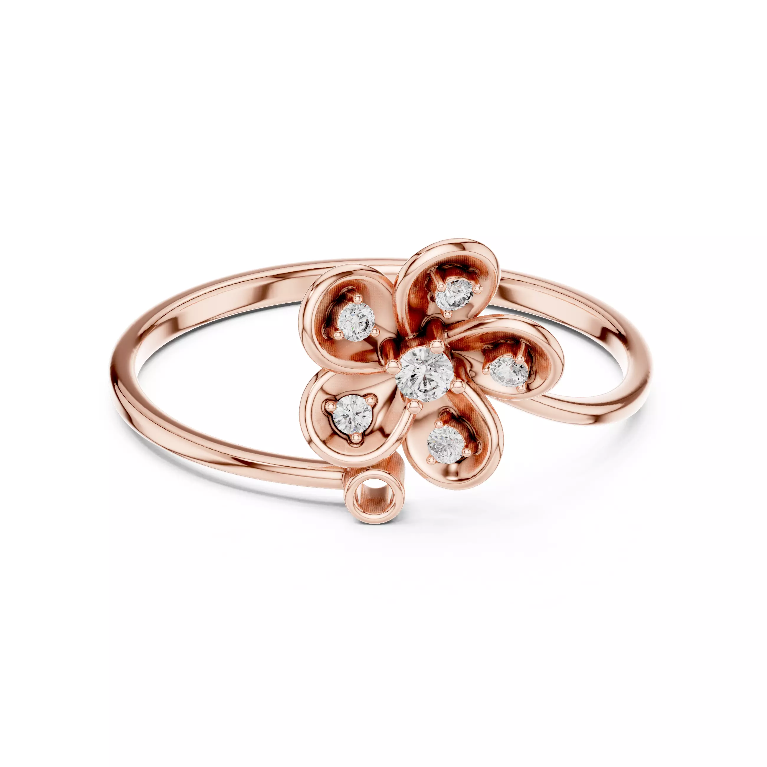 Floral Theme Round Cut Diamond Engagement Ring 3DM STL Video 3D print model_0