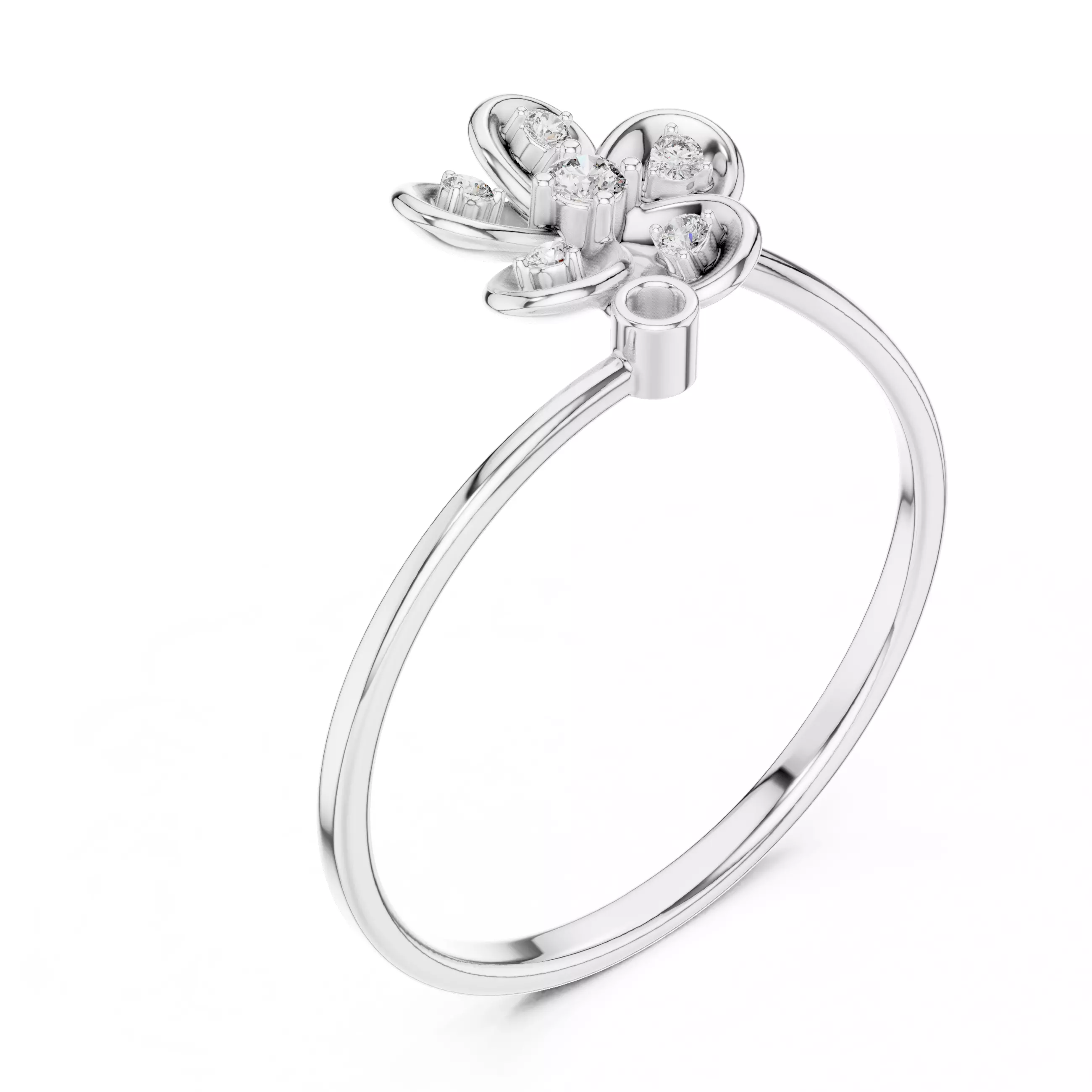 Floral Theme Round Cut Diamond Engagement Ring 3DM STL Video 3D print model_10