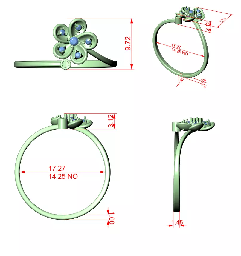 Floral Theme Round Cut Diamond Engagement Ring 3DM STL Video 3D print model_12
