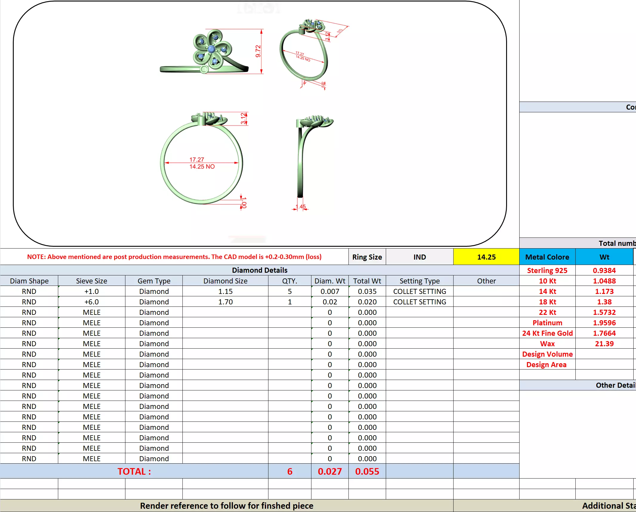 Floral Theme Round Cut Diamond Engagement Ring 3DM STL Video 3D print model_13