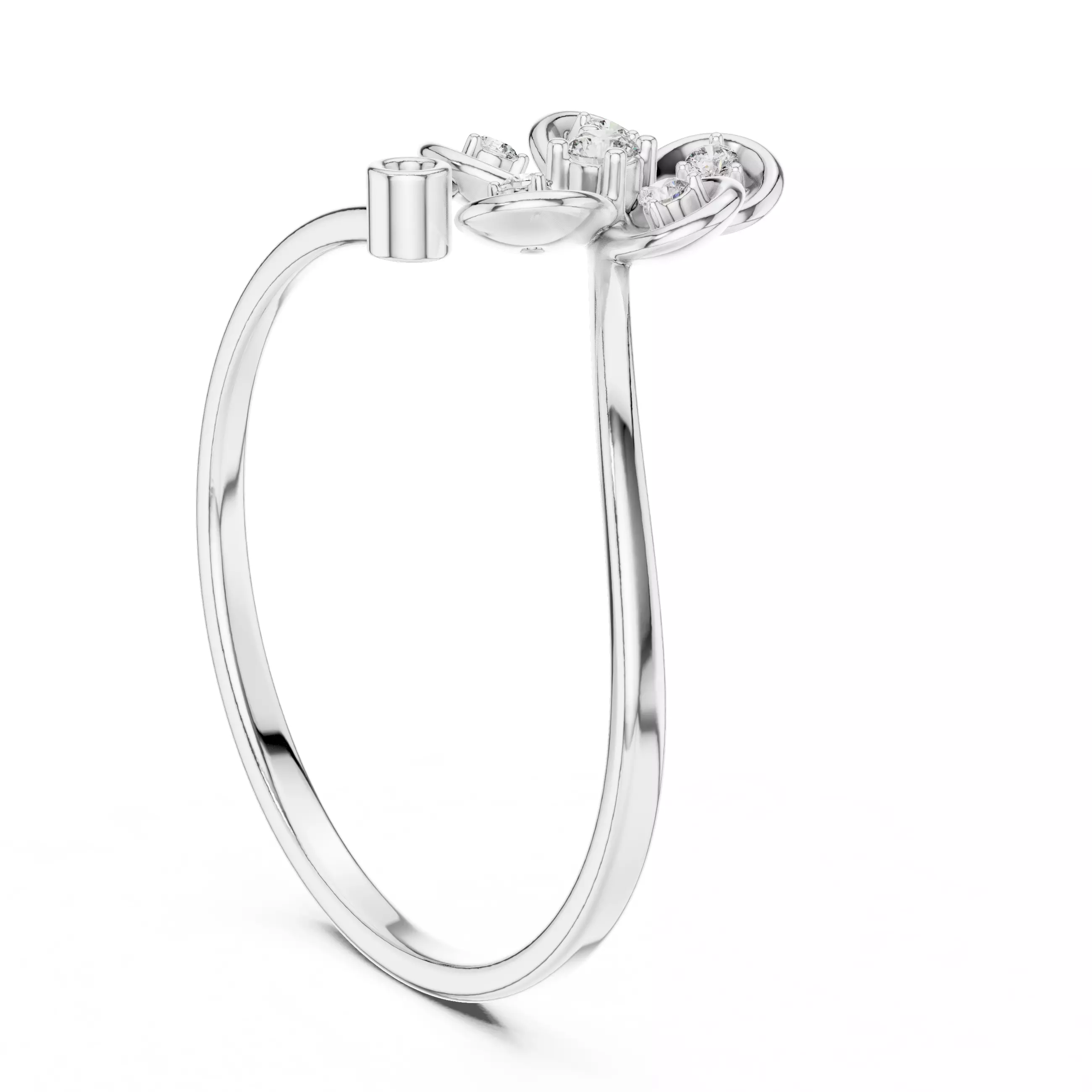 Floral Theme Round Cut Diamond Engagement Ring 3DM STL Video 3D print model_9