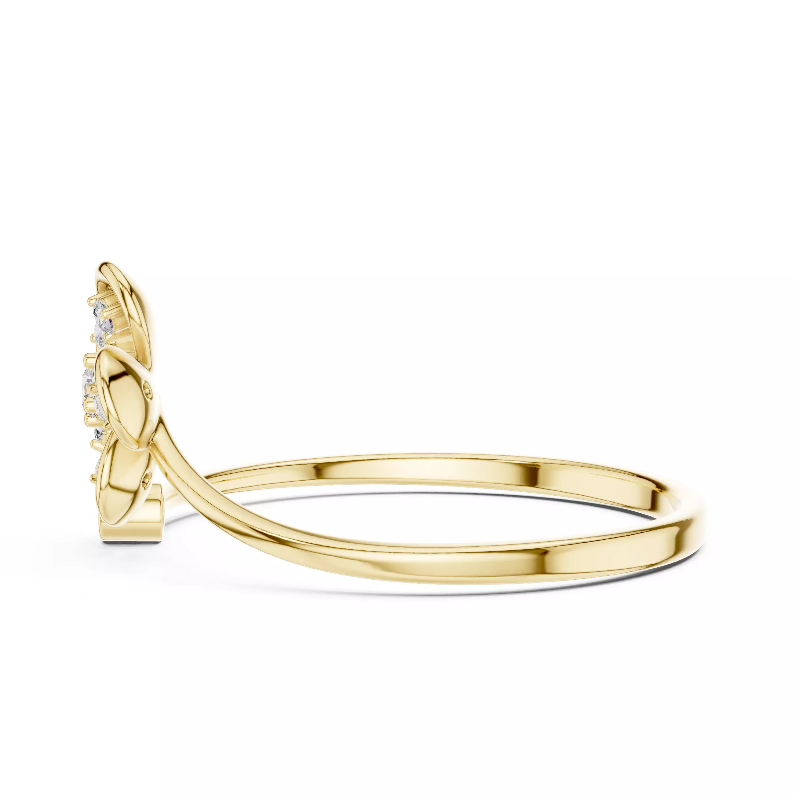 Floral Theme Round Cut Diamond Engagement Ring 3DM STL Video 3D print model_8