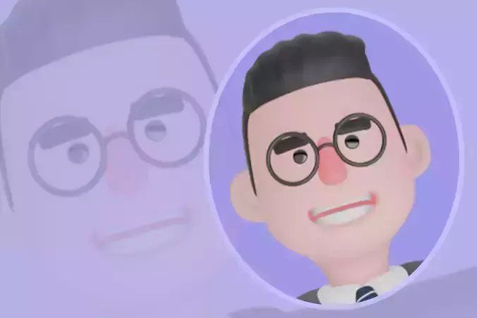 Stylized 3D Male Teacher Character - Cartoon Balance Pose