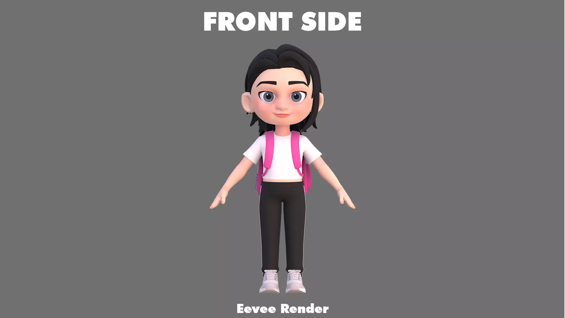 Cartoon Girl Character Low-poly 3D model_13