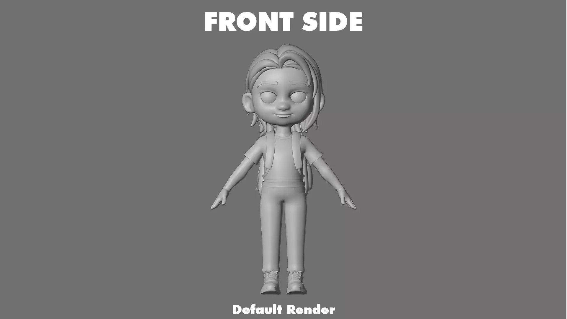 Cartoon Girl Character Low-poly 3D model_19
