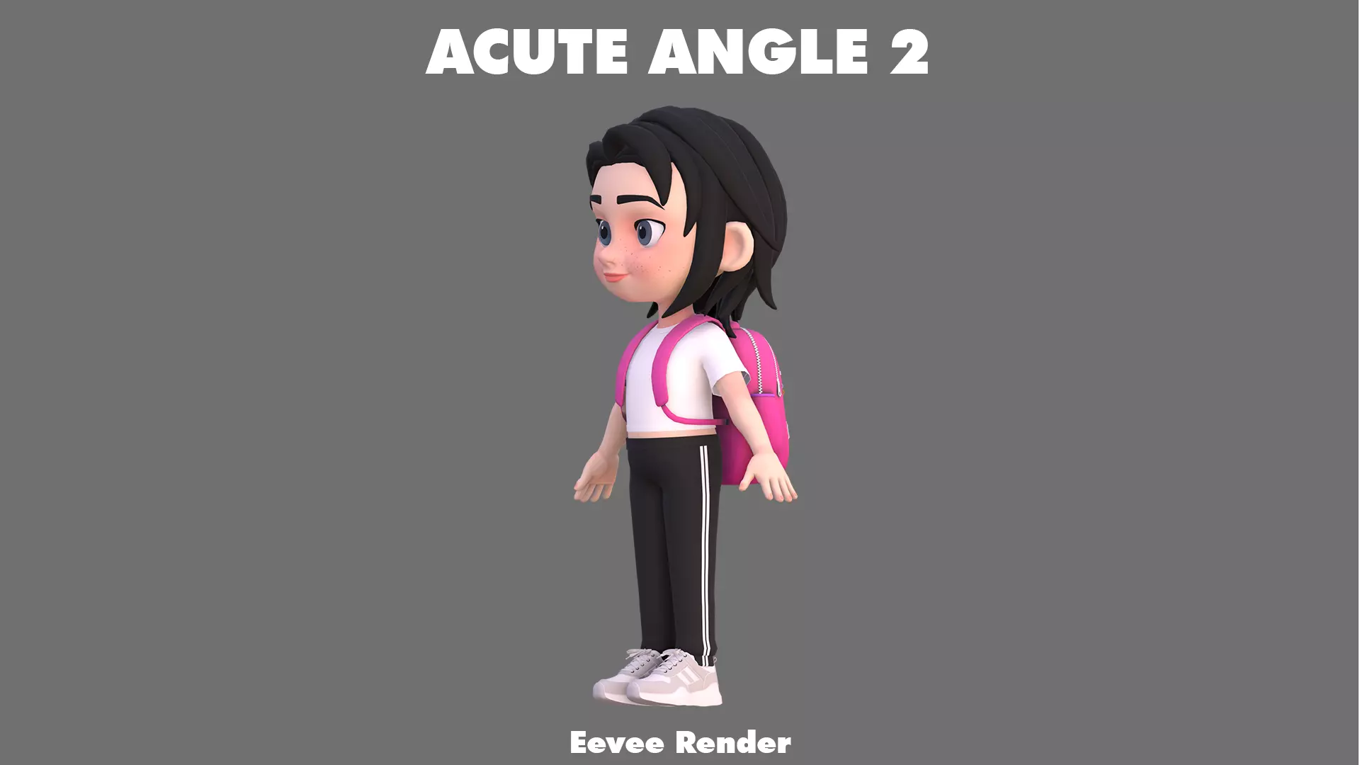 Cartoon Girl Character Low-poly 3D model_18