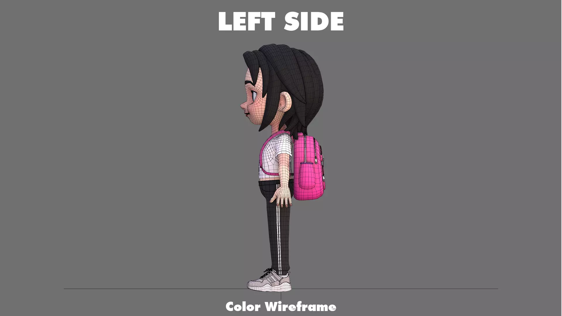 Cartoon Girl Character Low-poly 3D model_34