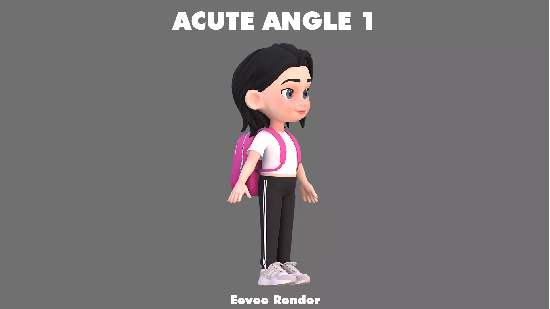 Cartoon Girl Character Low-poly 3D model_17