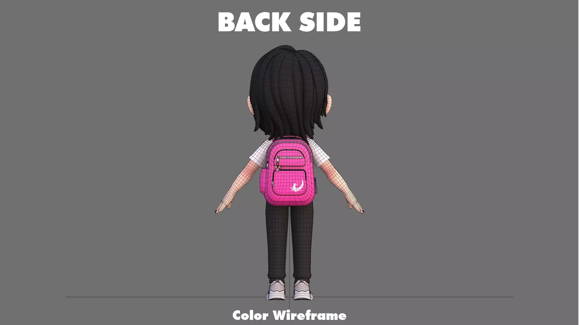 Cartoon Girl Character Low-poly 3D model_33