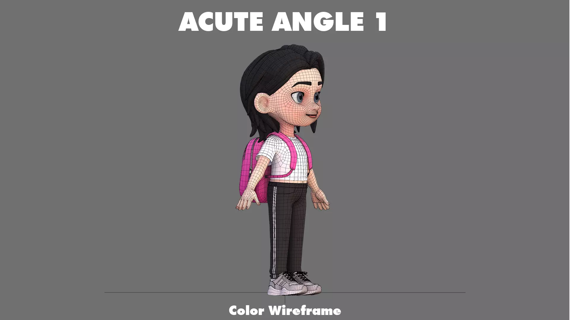 Cartoon Girl Character Low-poly 3D model_35