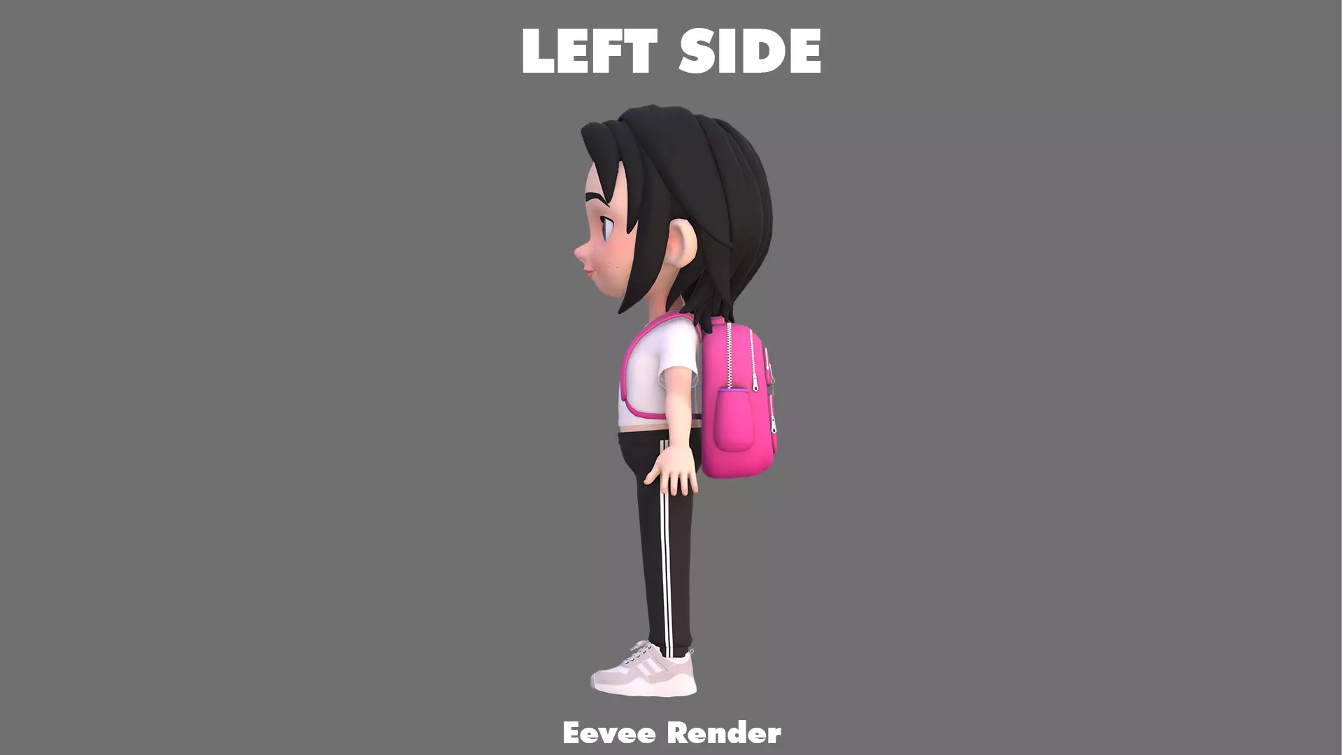 Cartoon Girl Character Low-poly 3D model_16