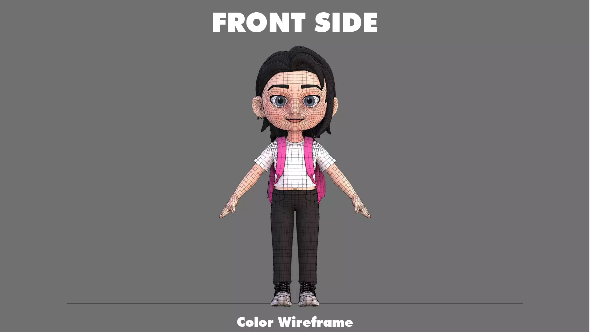 Cartoon Girl Character Low-poly 3D model_31