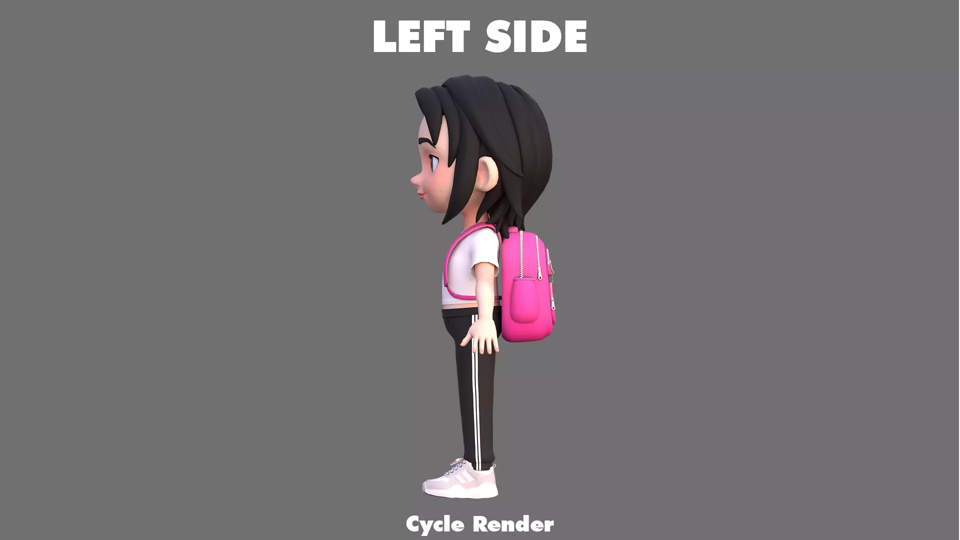 Cartoon Girl Character Low-poly 3D model_10