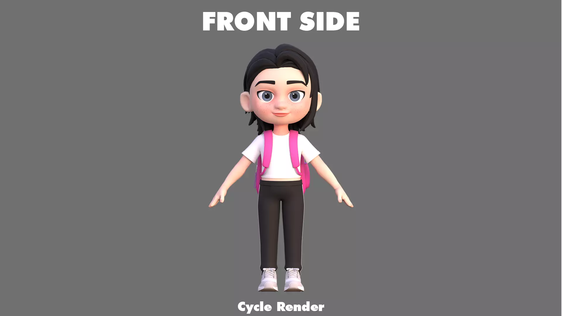 Cartoon Girl Character Low-poly 3D model_7
