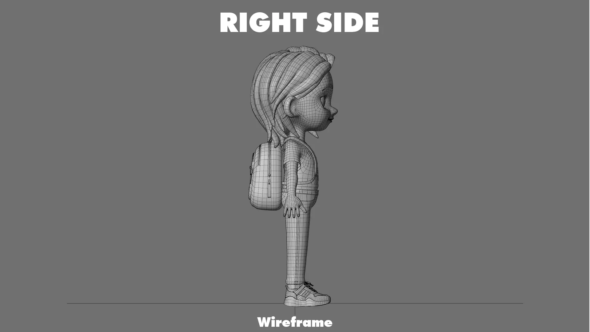 Cartoon Girl Character Low-poly 3D model_26