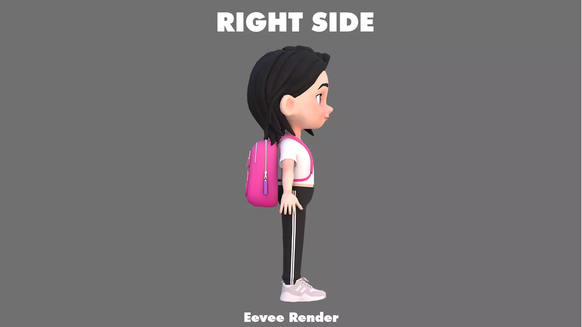 Cartoon Girl Character Low-poly 3D model_14