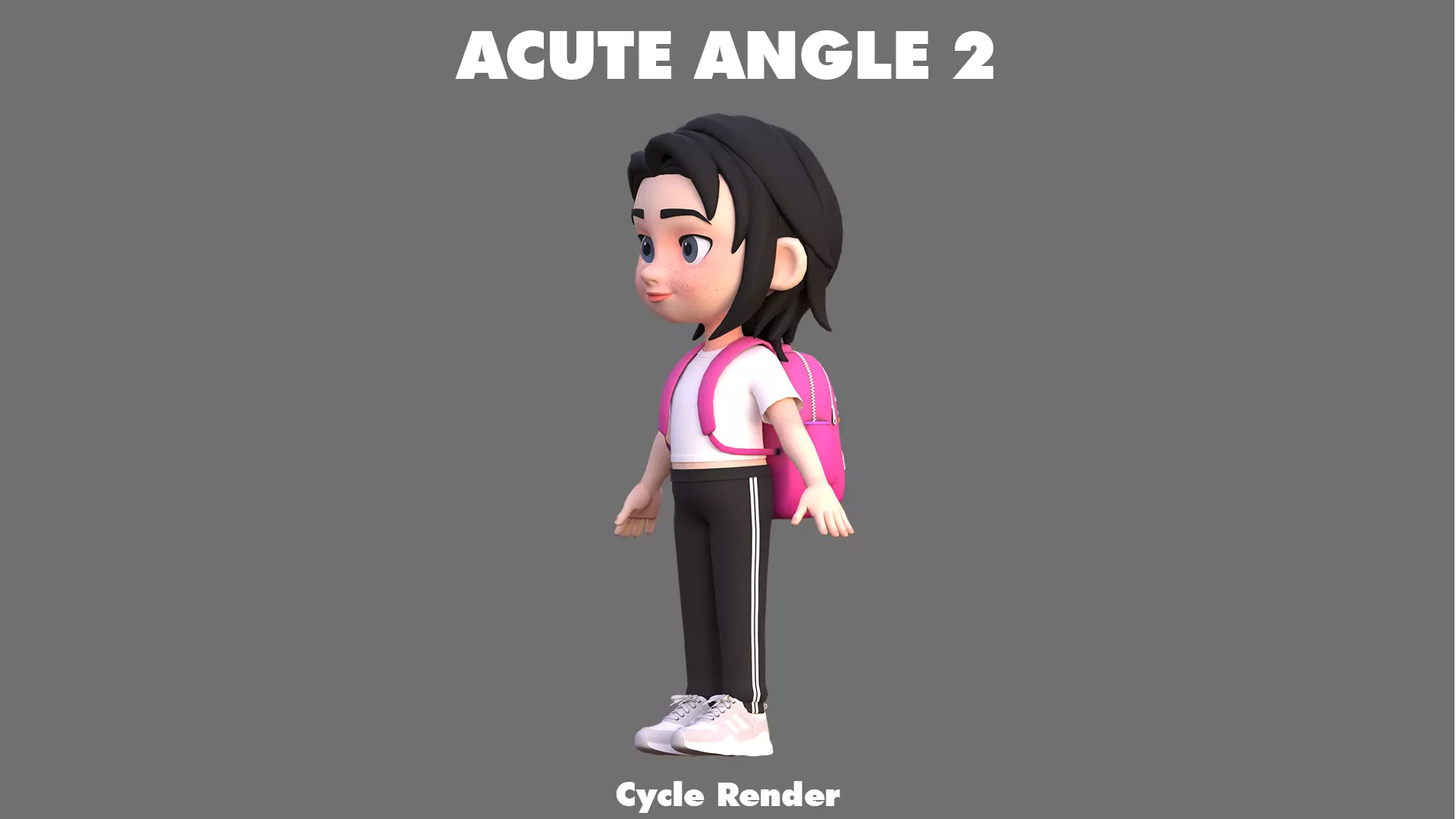 Cartoon Girl Character Low-poly 3D model_12