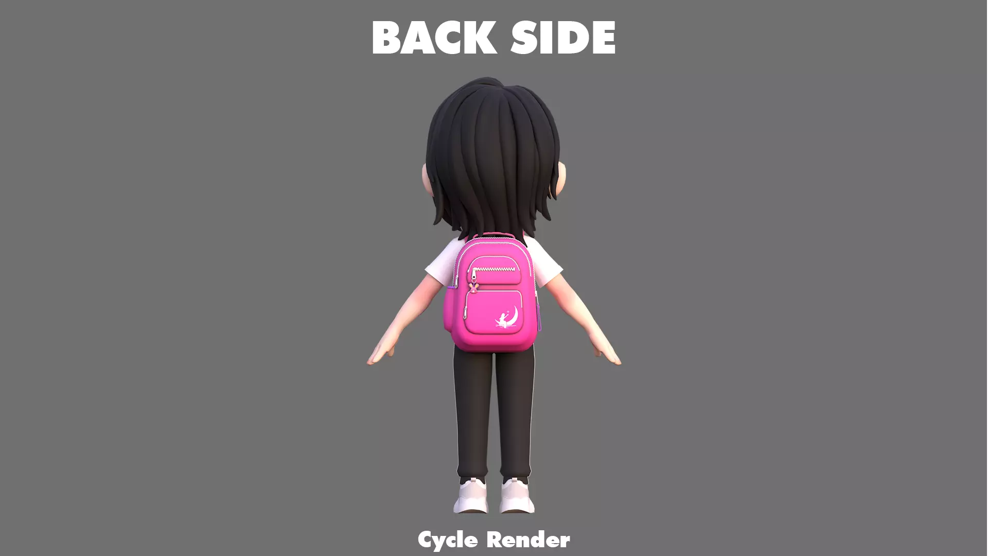 Cartoon Girl Character Low-poly 3D model_9