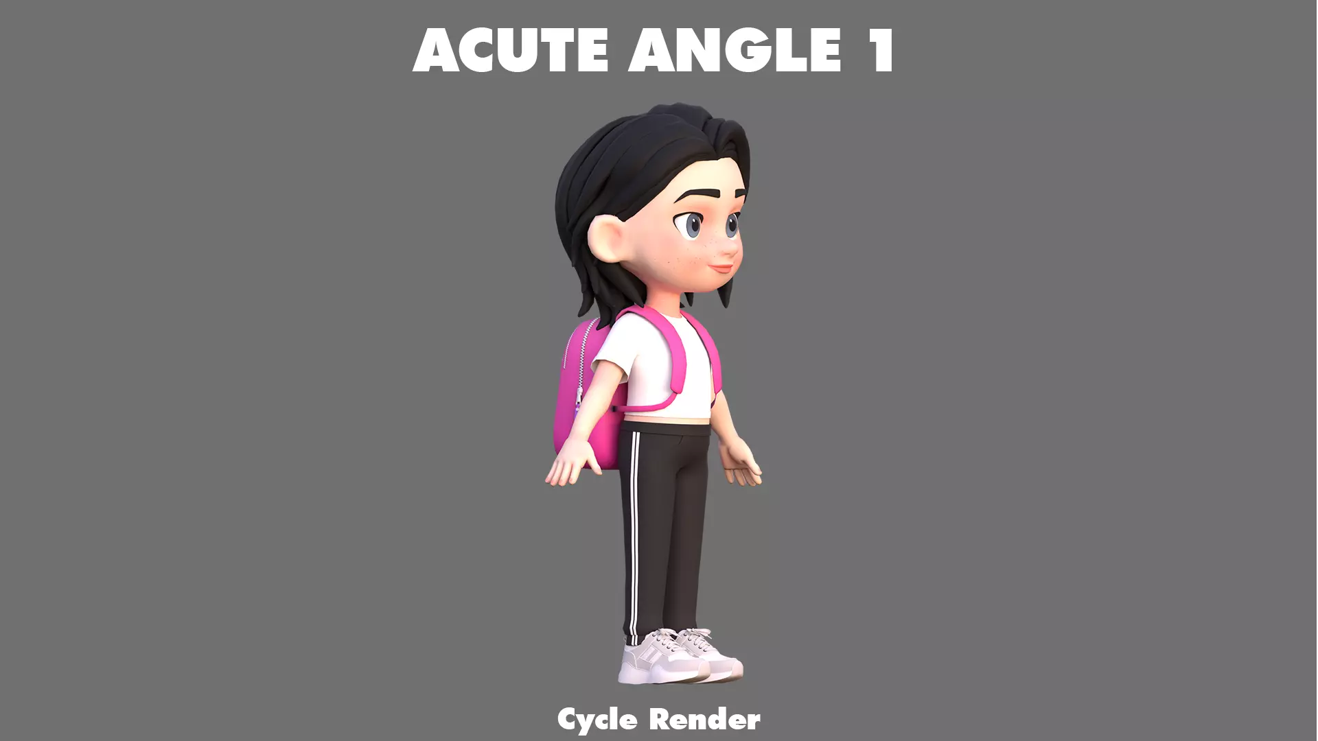 Cartoon Girl Character Low-poly 3D model_11