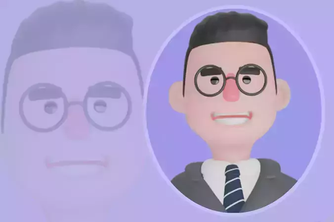 Stylized 3D Male Teacher - Cartoon Man with Percent Symbol
