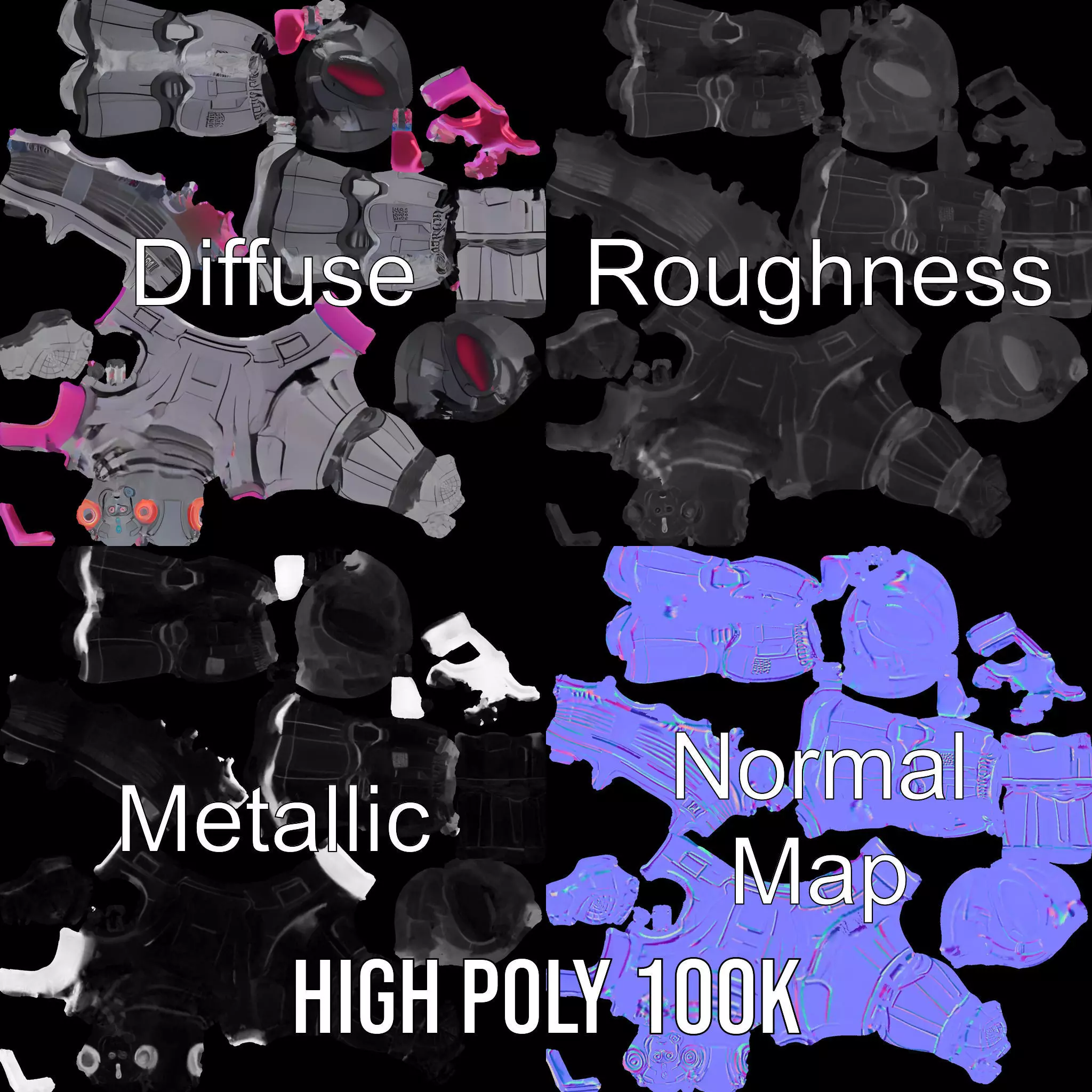 Futuristic Robot model pack Low-poly 3D model_4