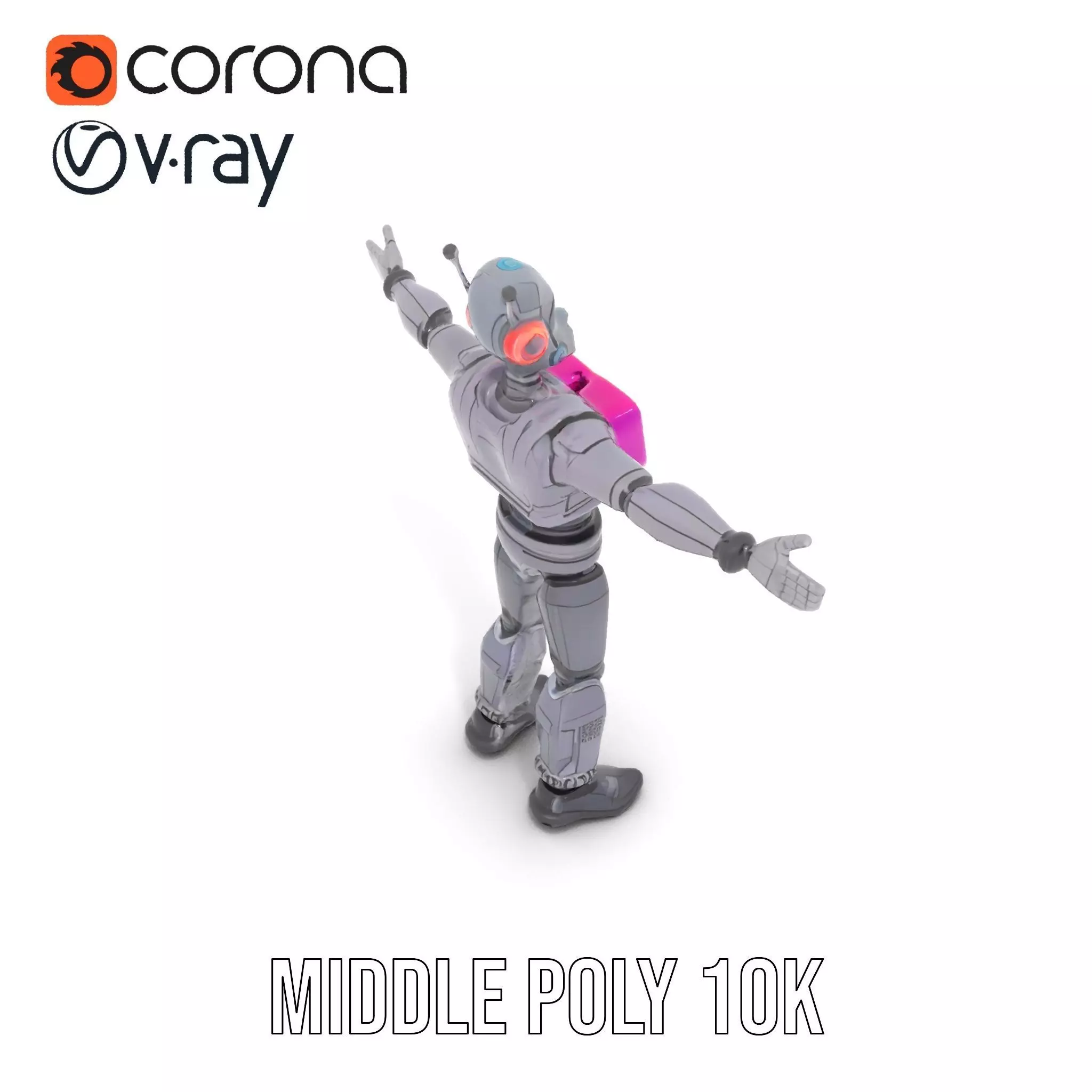 Futuristic Robot model pack Low-poly 3D model_6