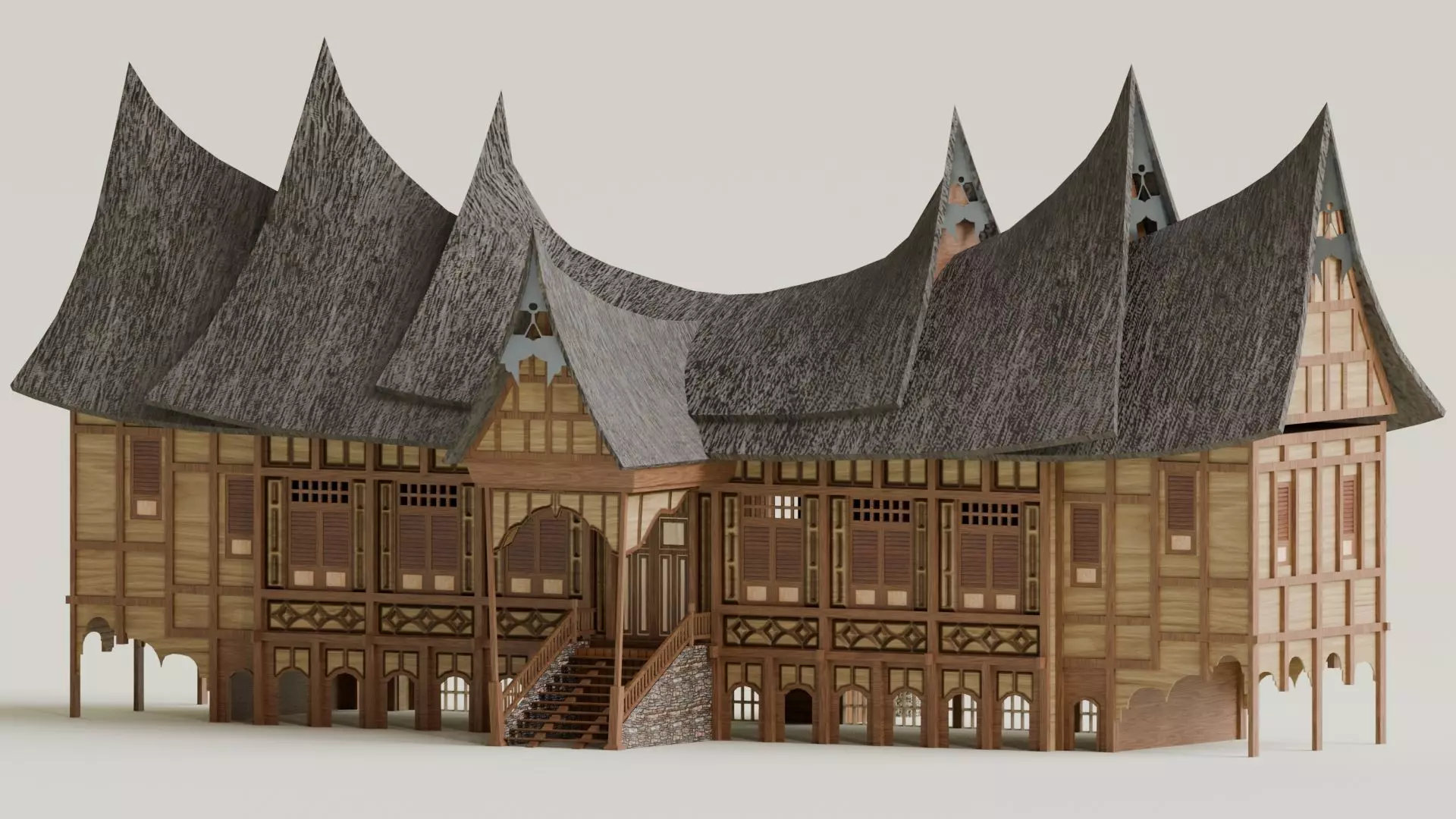 Traditional Houses - Rumah Gadang Low-poly 3D model