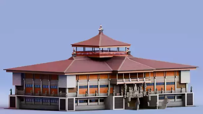 Traditional Houses - Rumah Gapura Candi Bentar Low-poly 3D model