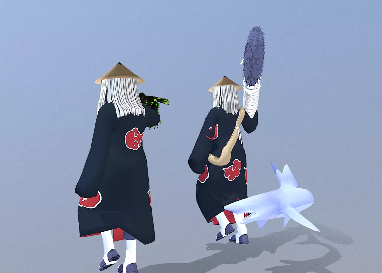 HITATCHI and KISAME raven-sharks animated FBX 3D model_1