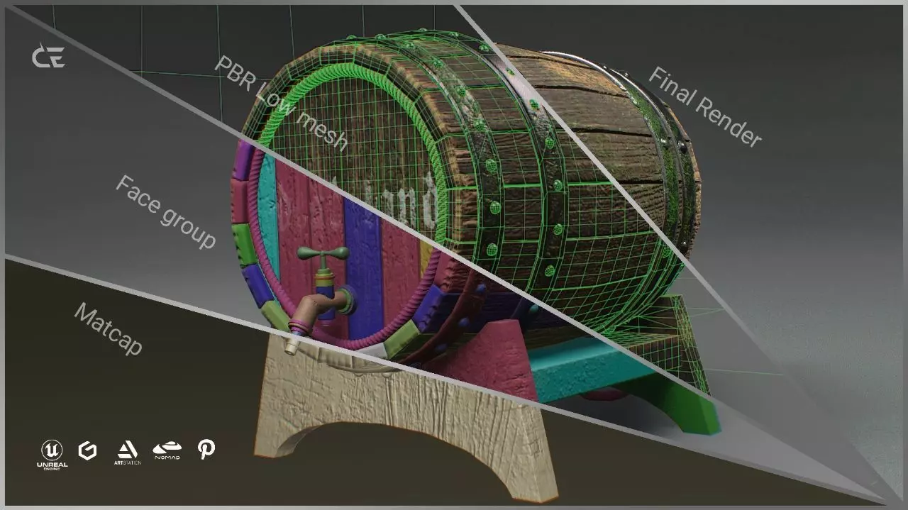 BARREL 3D GAME READY Low-poly 3D model_13
