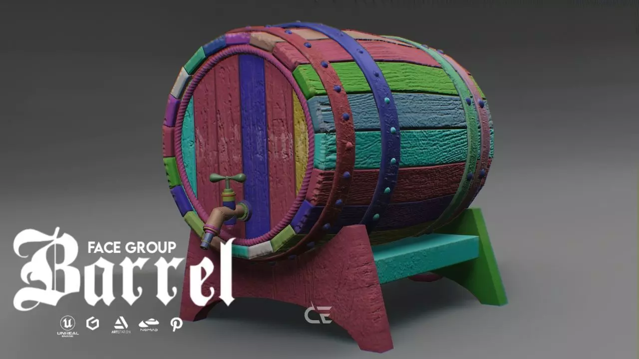 BARREL 3D GAME READY Low-poly 3D model_6