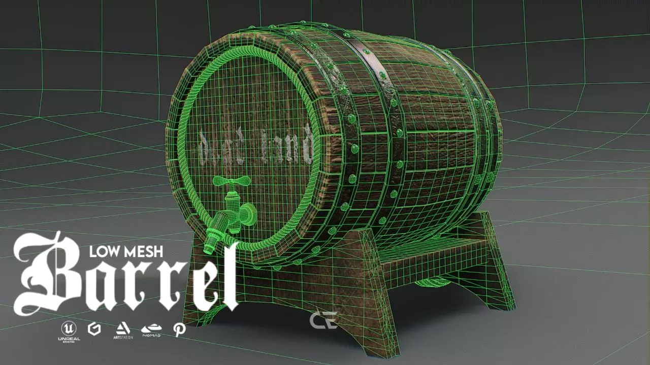 BARREL 3D GAME READY Low-poly 3D model_9