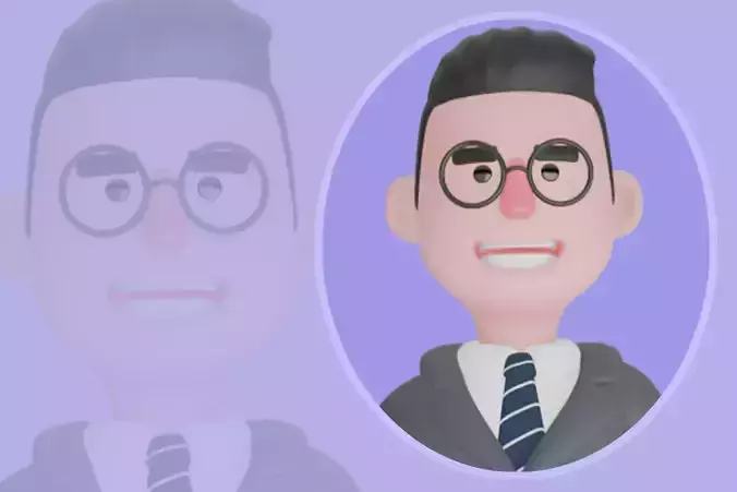 Stylized 3D Male Teacher Character-Cartoon Man with Alarm Clock