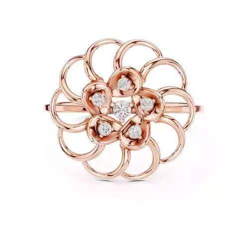 Round Diamond Flower Engagement Wedding Ring 3DM STL Video