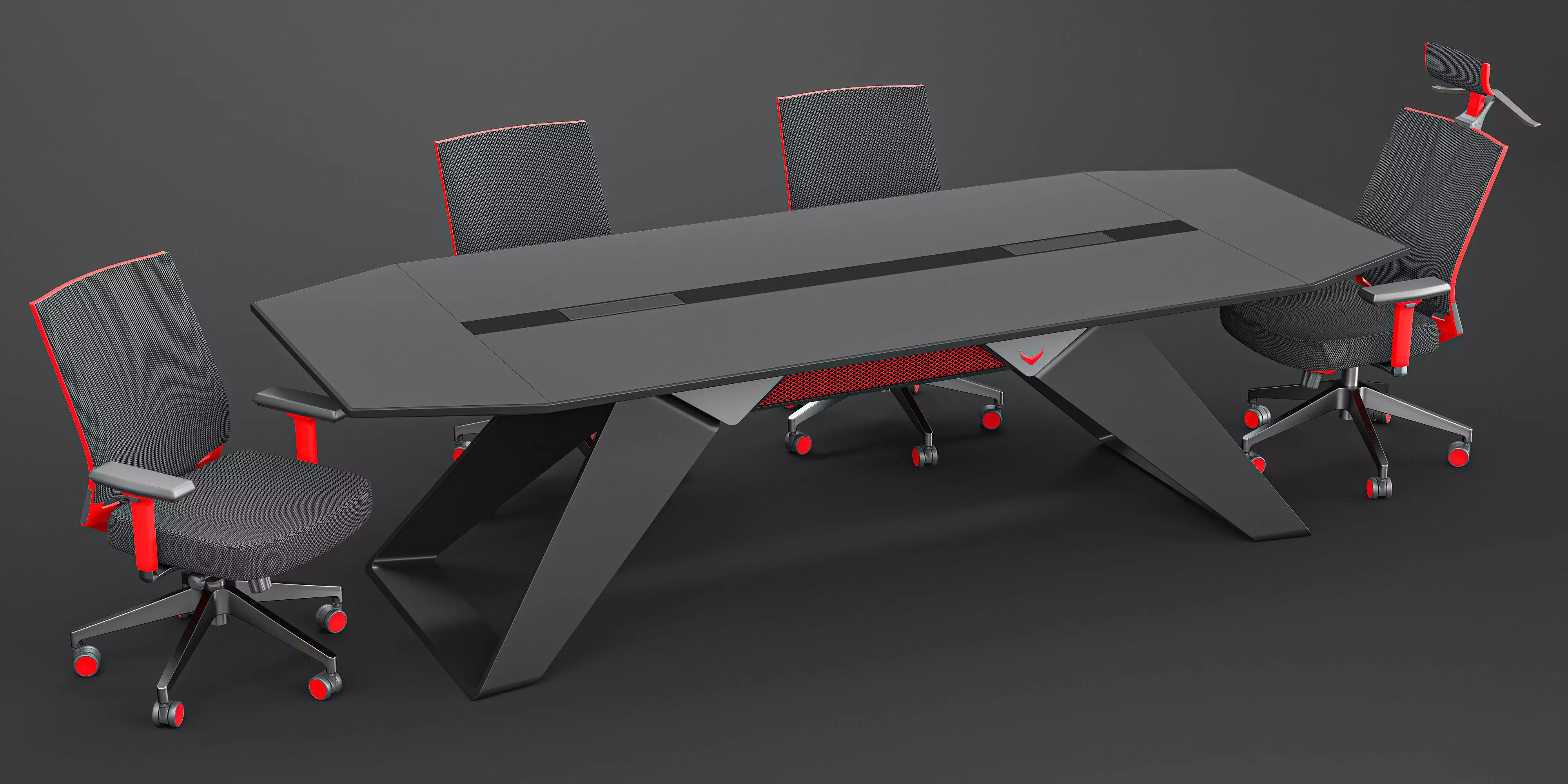 Hiworc Guillotine Meeting Table and Alpha Chair 3D model