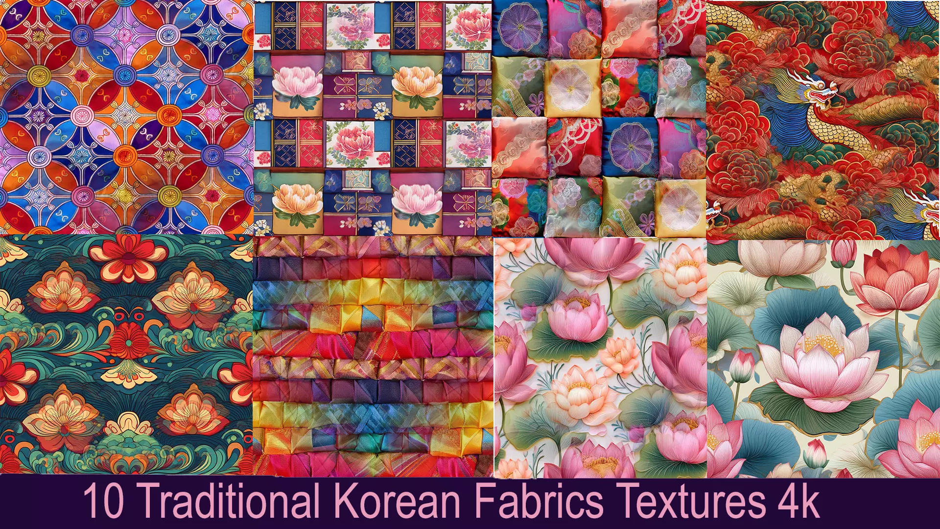 10 Traditional Korean Fabrics PBR Textures 4k Texture_0