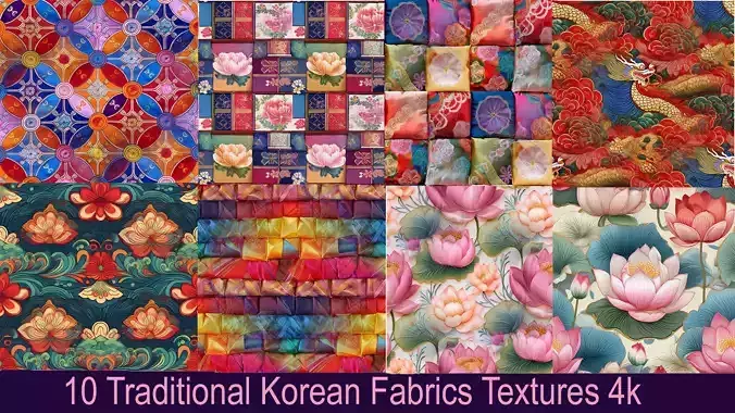 10 Traditional Korean Fabrics PBR Textures 4k