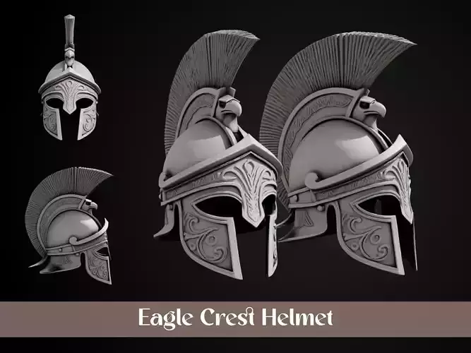 Stylized Gladiator Helmet - Eagle Crest