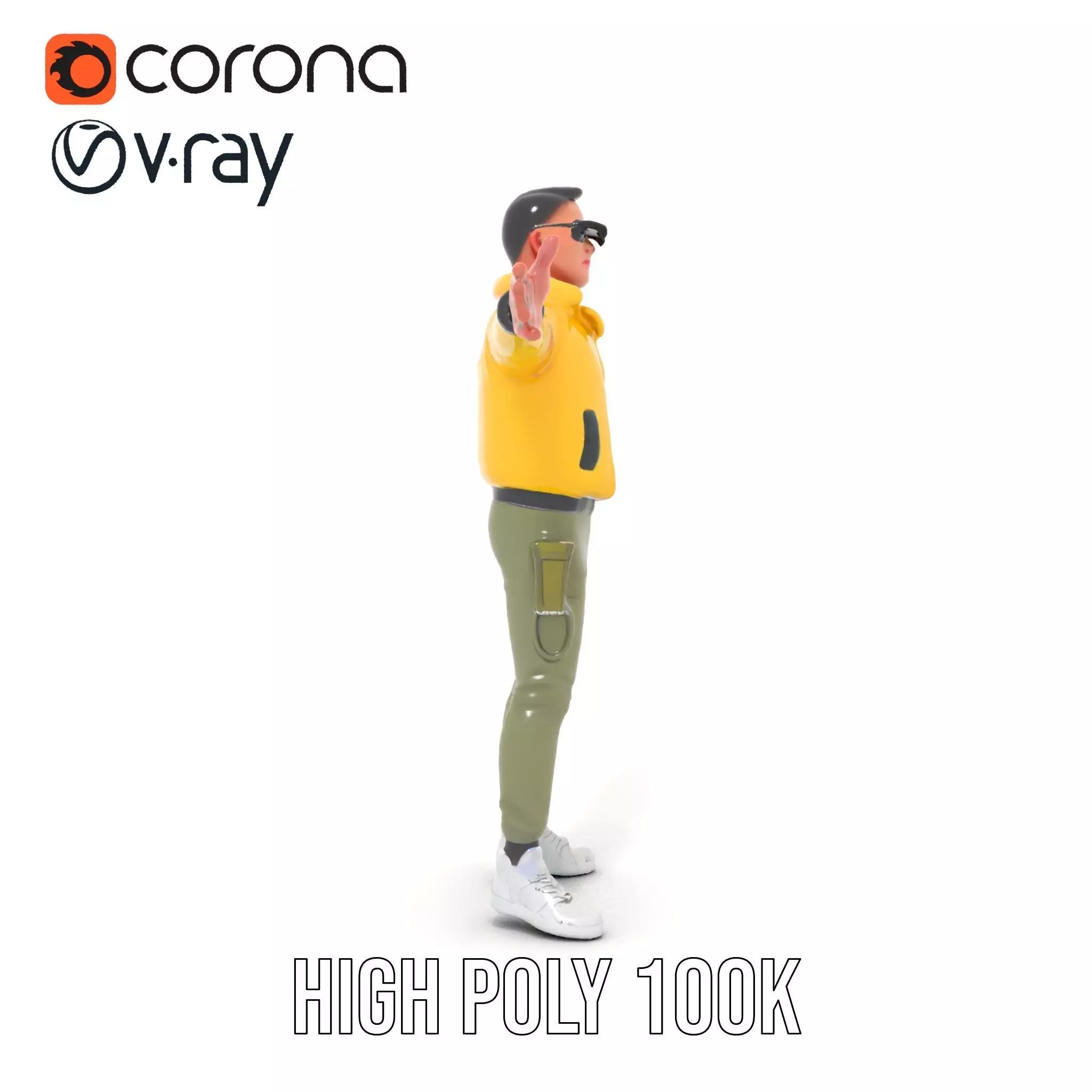 Stylish Yellow Jacket Character model pack Low-poly 3D model_24