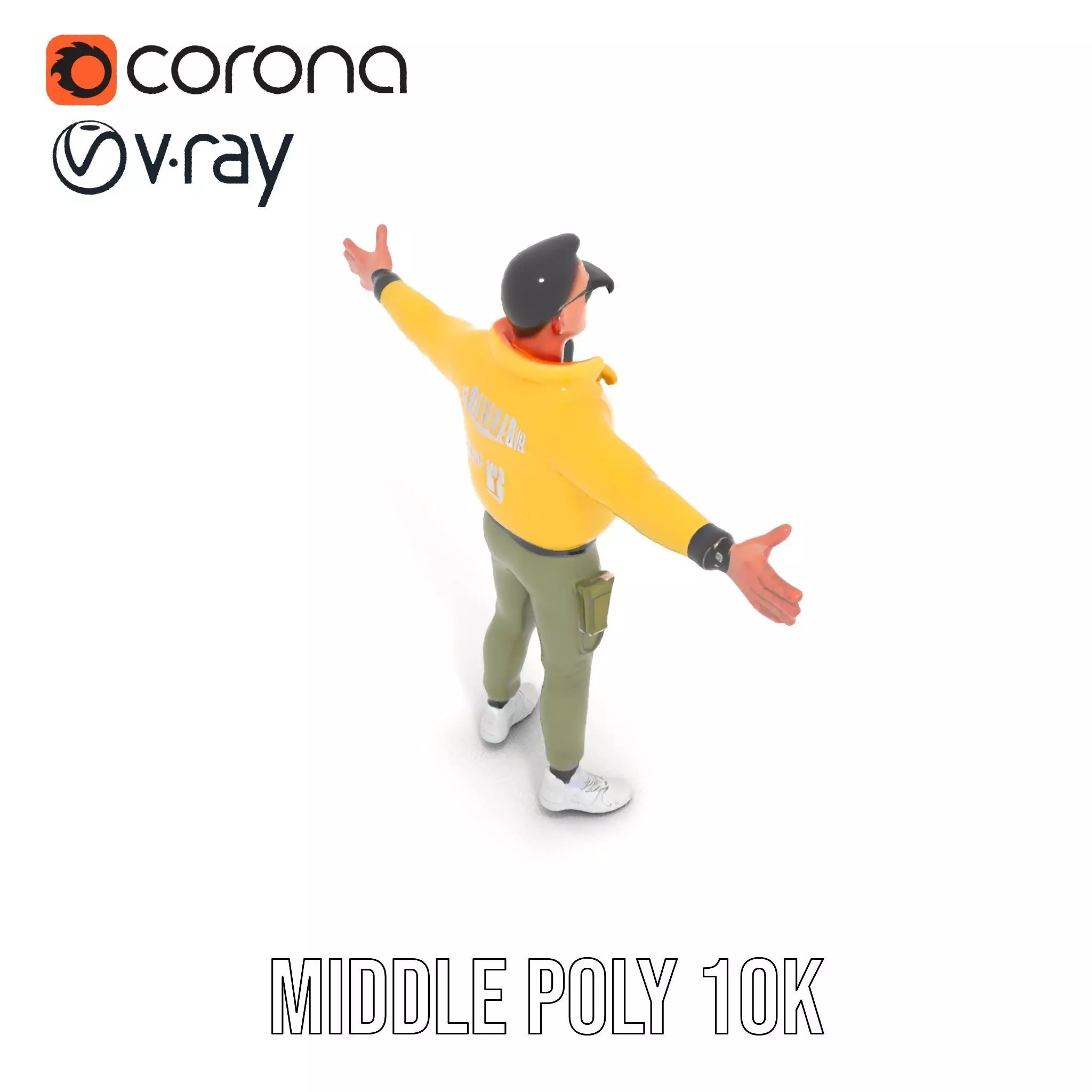 Stylish Yellow Jacket Character model pack Low-poly 3D model_14