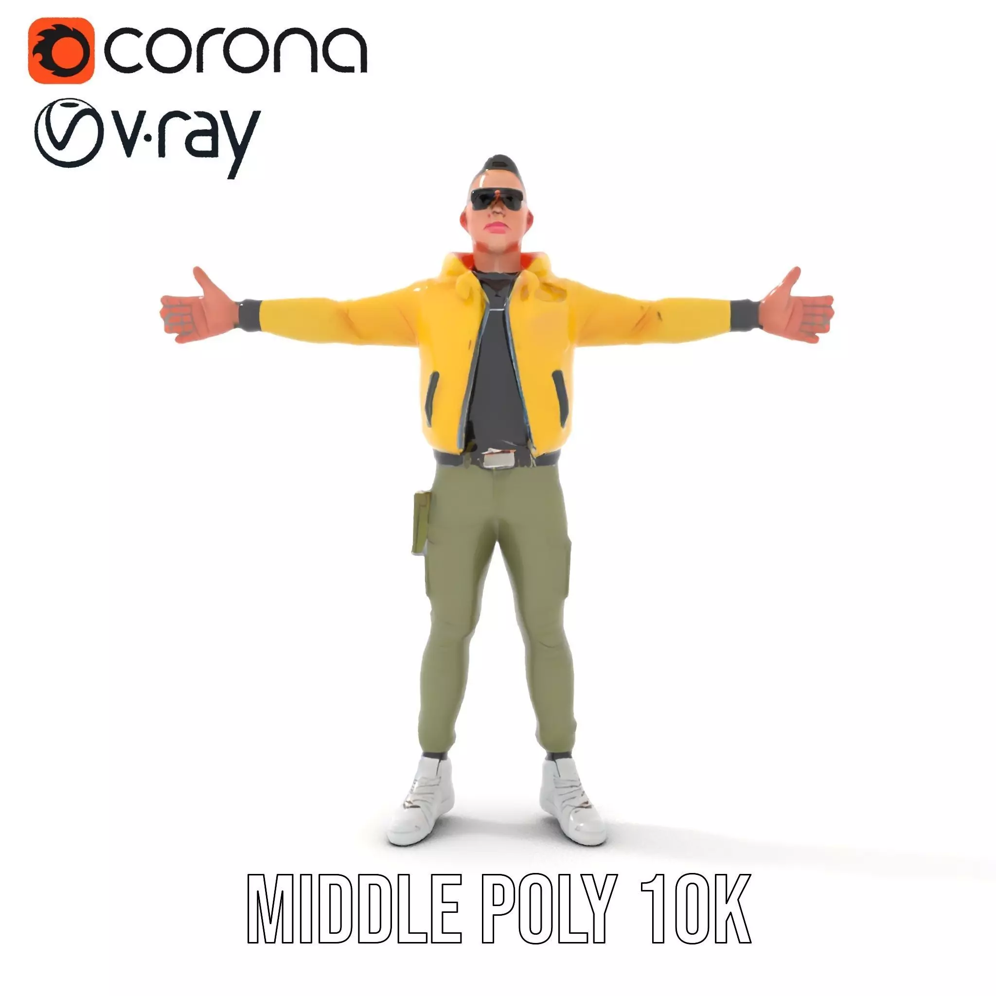 Stylish Yellow Jacket Character model pack Low-poly 3D model_11