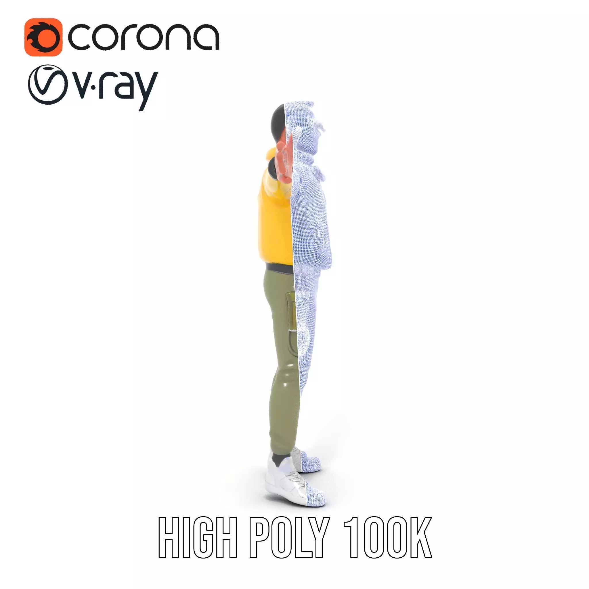 Stylish Yellow Jacket Character model pack Low-poly 3D model_35