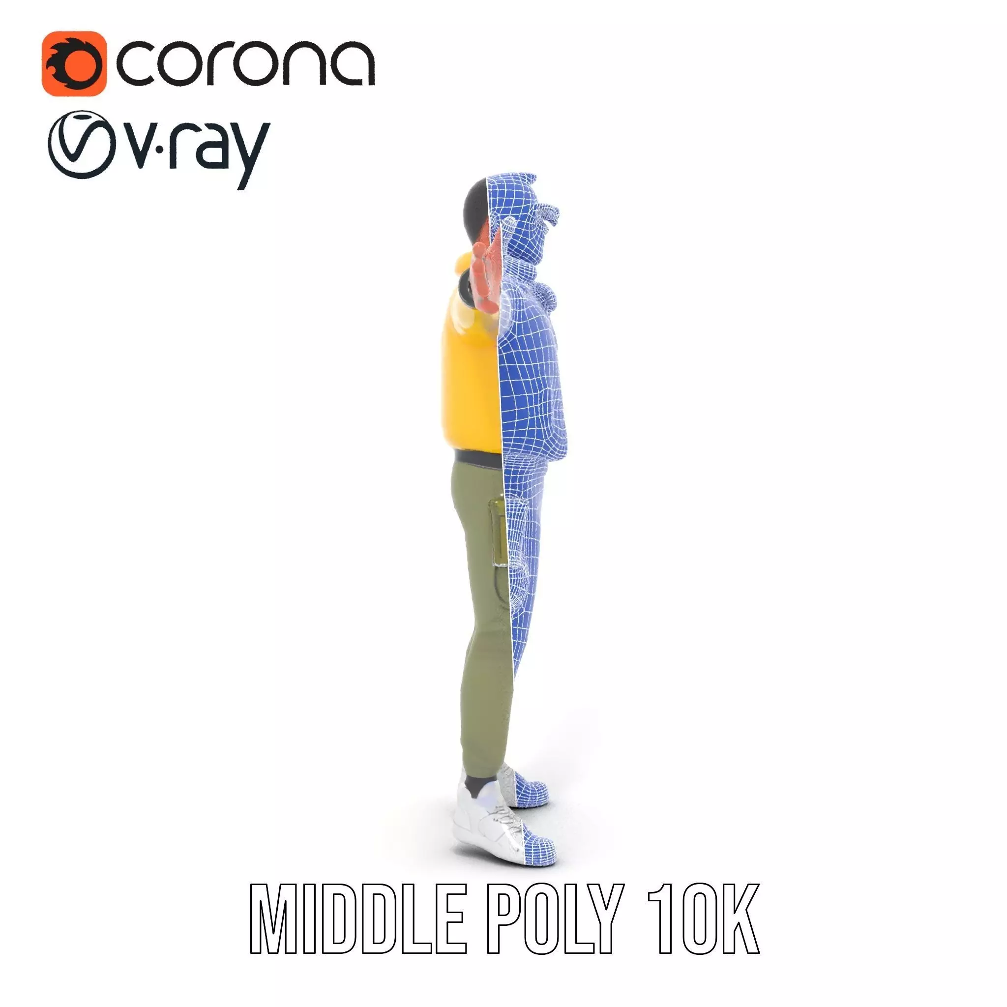 Stylish Yellow Jacket Character model pack Low-poly 3D model_25