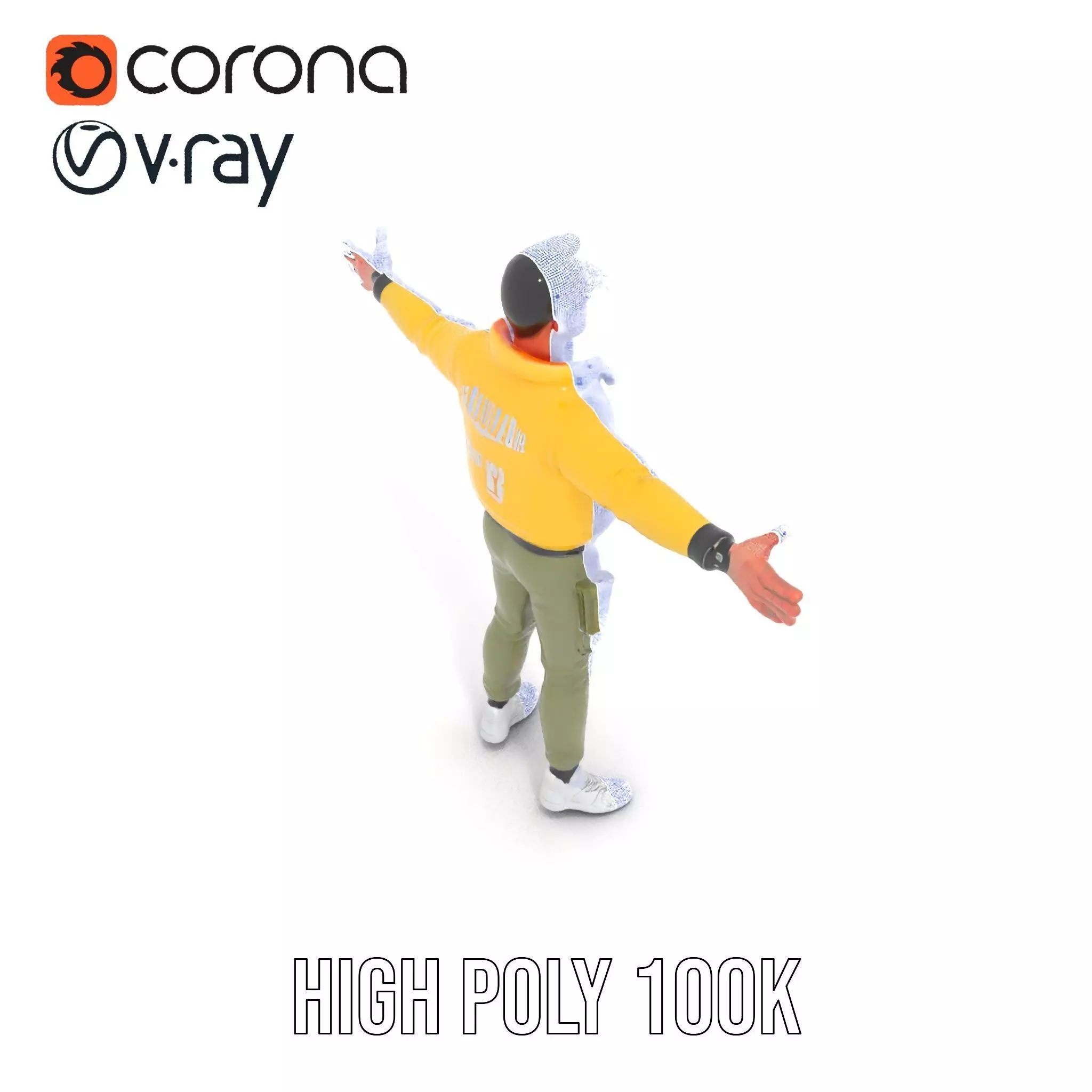 Stylish Yellow Jacket Character model pack Low-poly 3D model_33