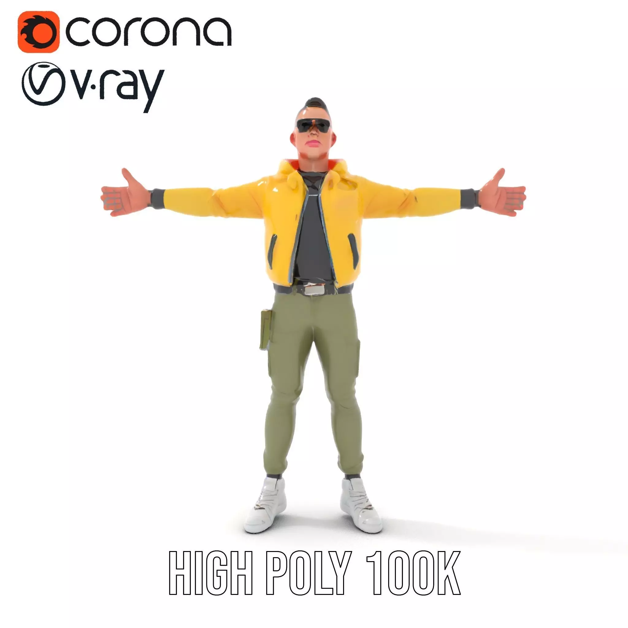 Stylish Yellow Jacket Character model pack Low-poly 3D model_13