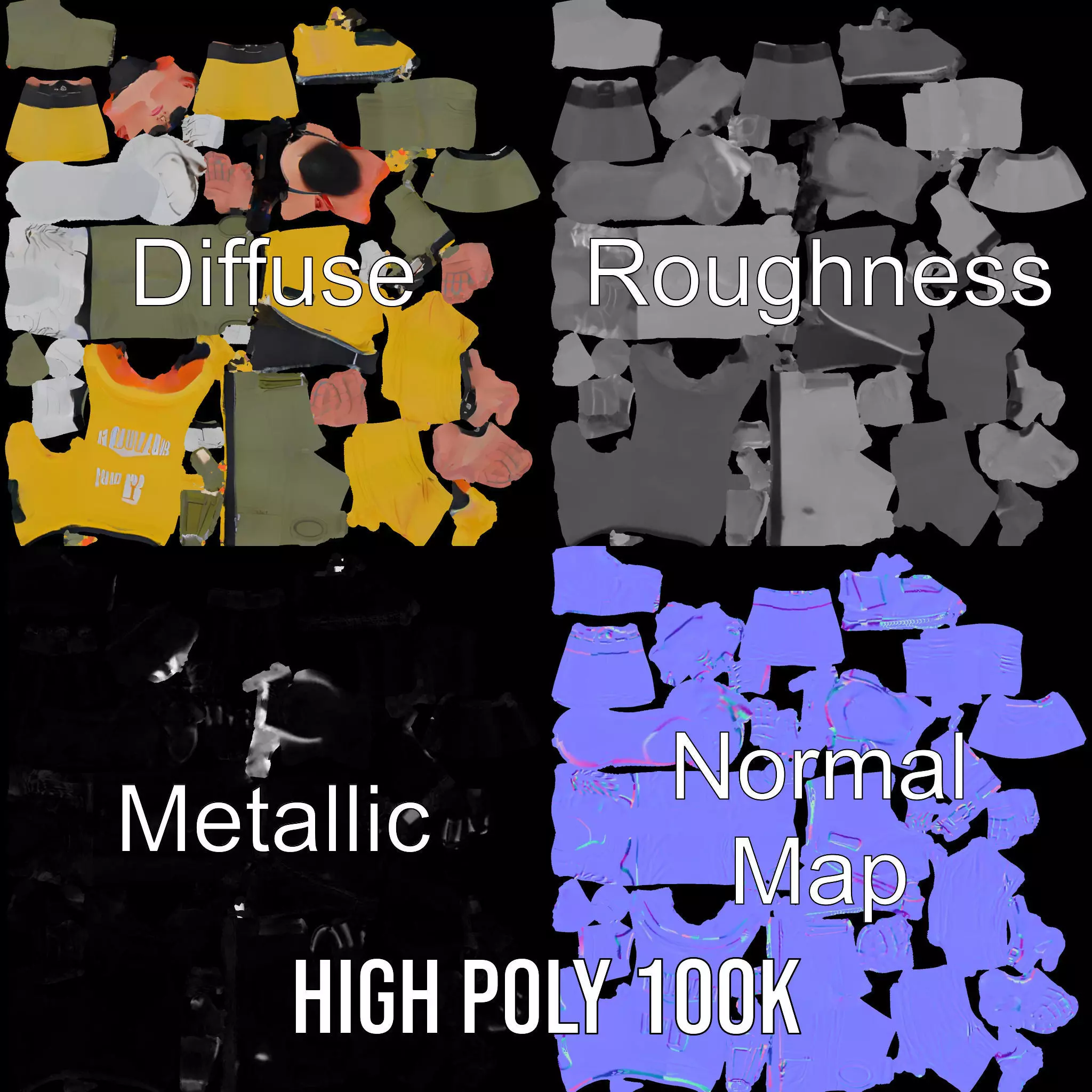 Stylish Yellow Jacket Character model pack Low-poly 3D model_4