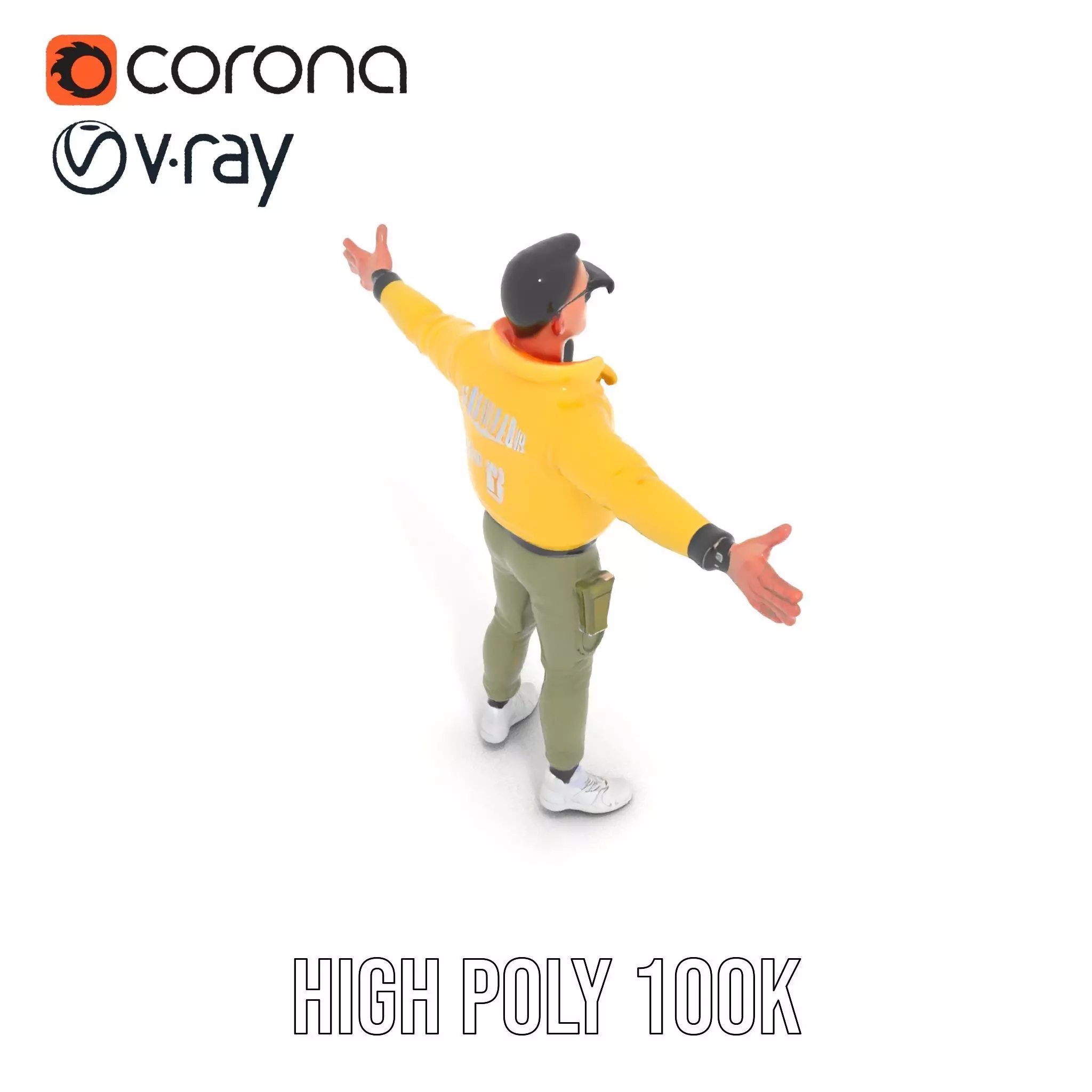 Stylish Yellow Jacket Character model pack Low-poly 3D model_16