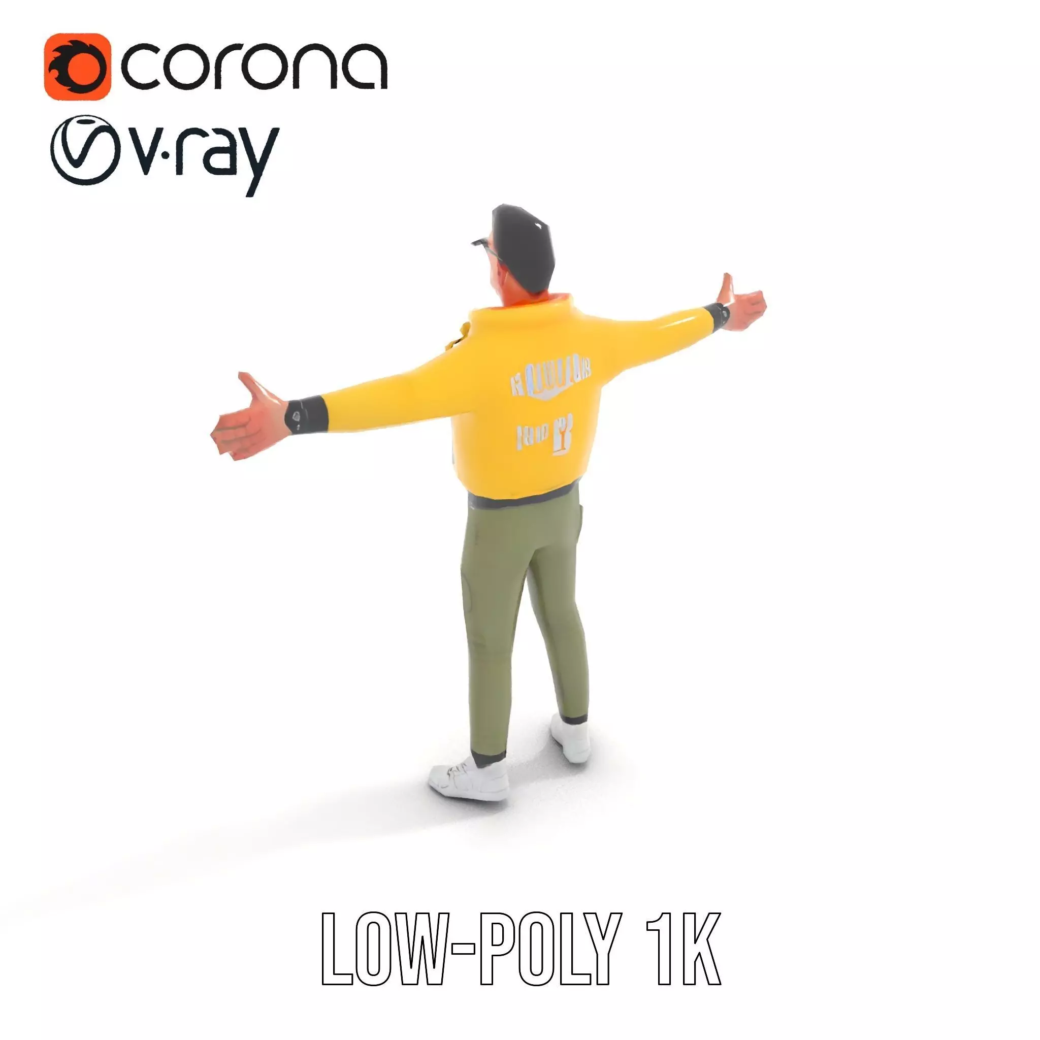 Stylish Yellow Jacket Character model pack Low-poly 3D model_8