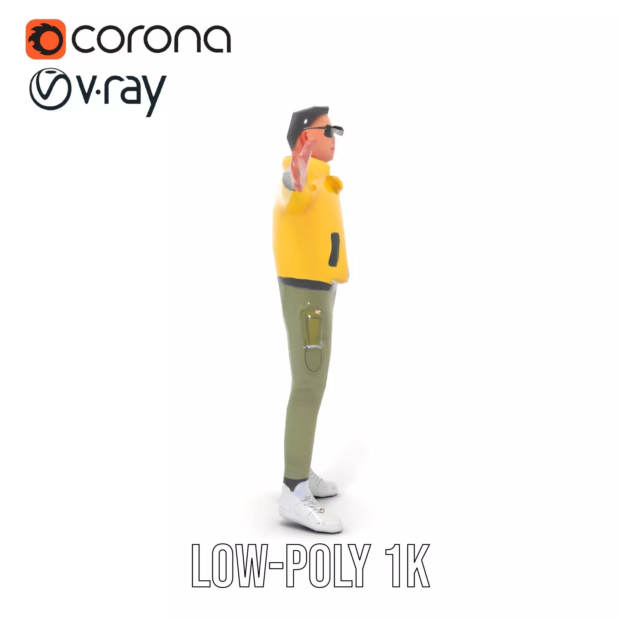 Stylish Yellow Jacket Character model pack Low-poly 3D model_21
